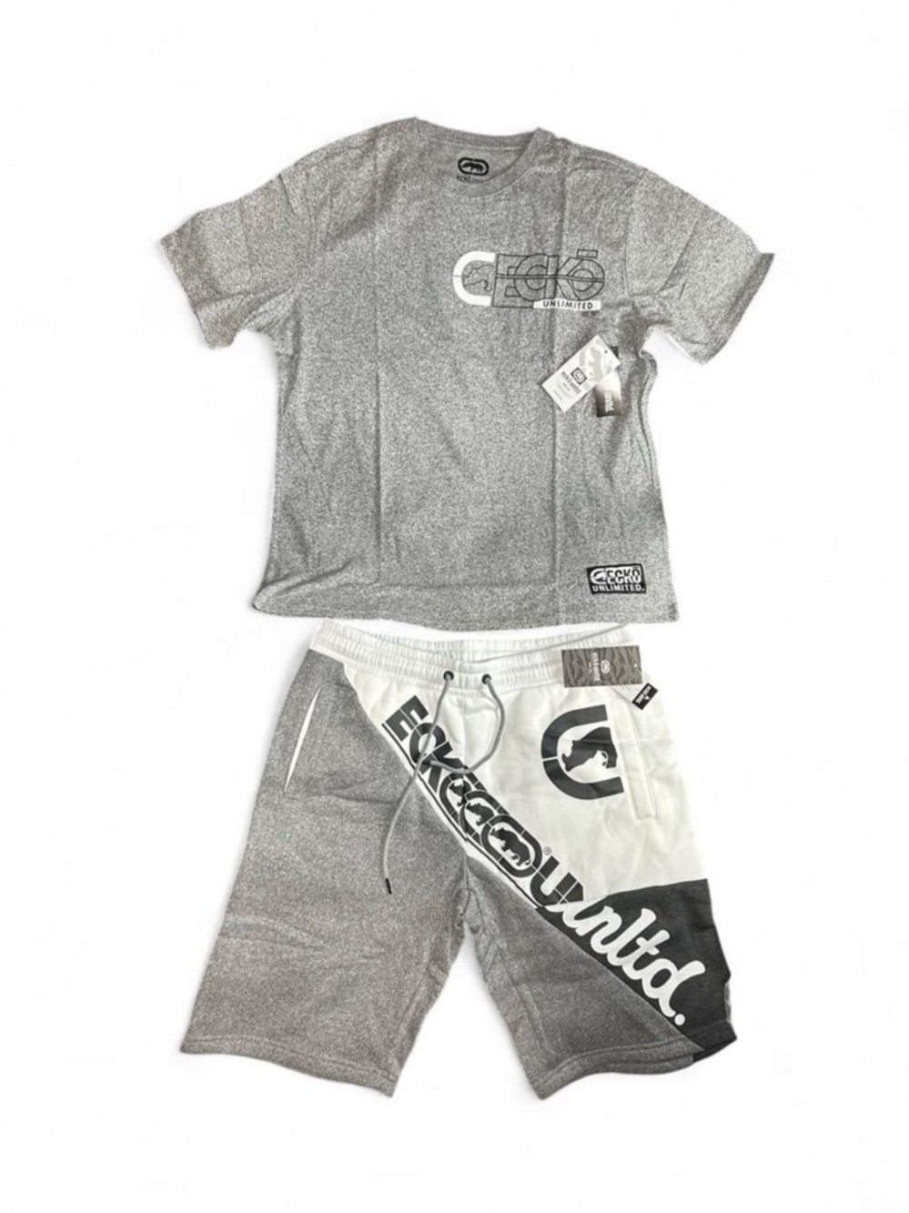 Ecko Unltd. Men’s Scattered Fleece Regular Fit Shorts and Tee Set - Brand New